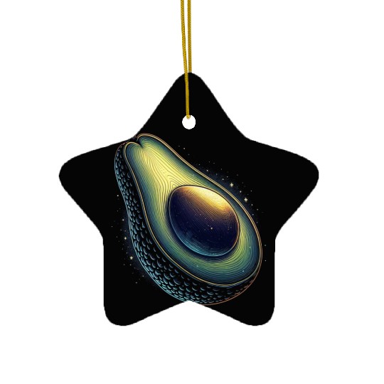 Avocado food art vegan design 4 Ceramic Ornaments