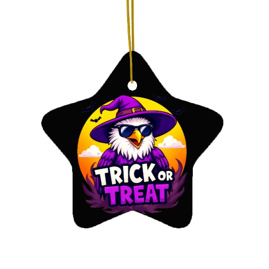 "Trick or Treat" Eagle: Spooky Halloween Fun! Ceramic Ornaments