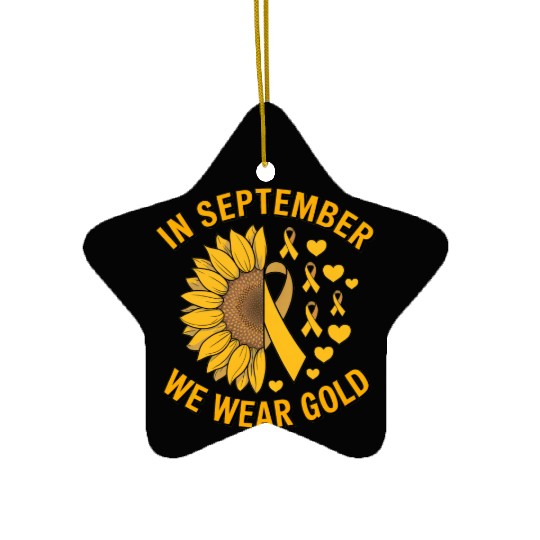 September We Wear Gold Childhood Cancer Awareness Ceramic Ornaments
