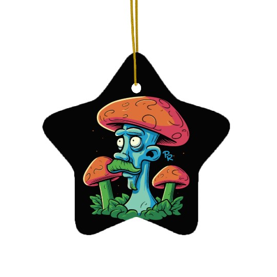 Mushroom Moustache Man – Trippy Fungi Art Ceramic Ornaments