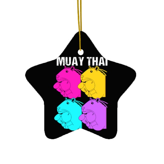 MMA Kickboxing Retro 80s Capybara Doing Muay Thai Ceramic Ornaments