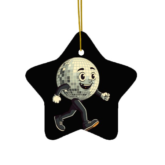 Disco Ball Walking - Retro Funk in Motion Ceramic Ornaments