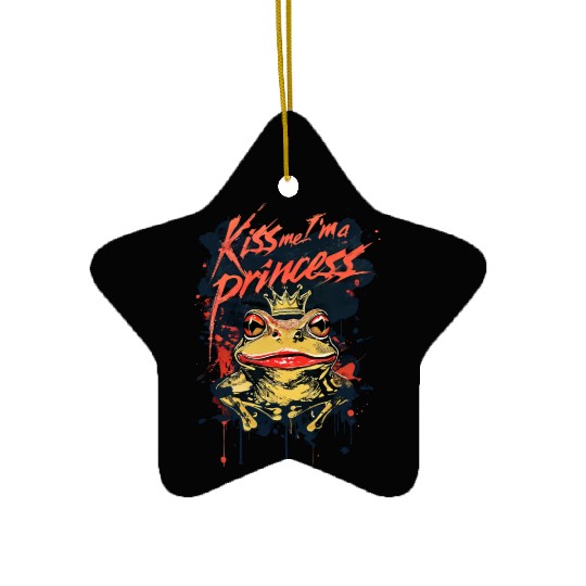 Kiss Me I'm A Princess Funny Frog Toad Ceramic Ornaments