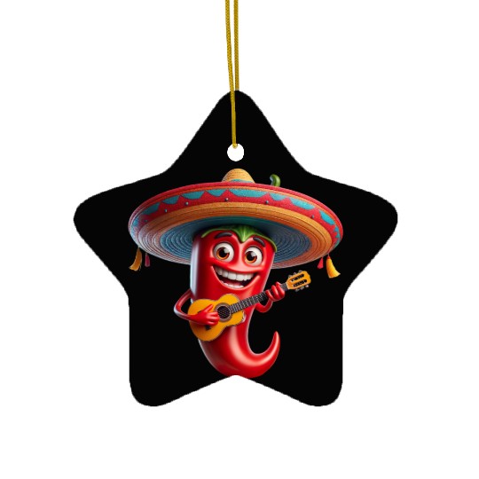 Spicy Mariachi Pepper Ceramic Ornaments