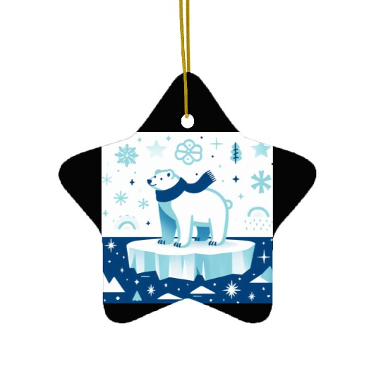Polar Bear in Winter Wonderland Ceramic Ornaments
