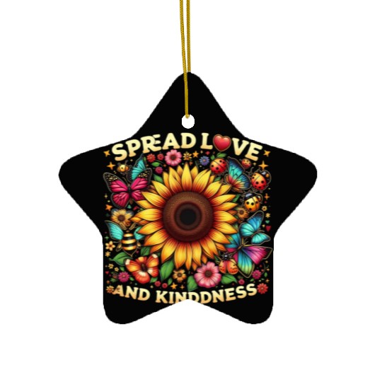 Spread Love & Kindness Sunflower Design Ceramic Ornaments