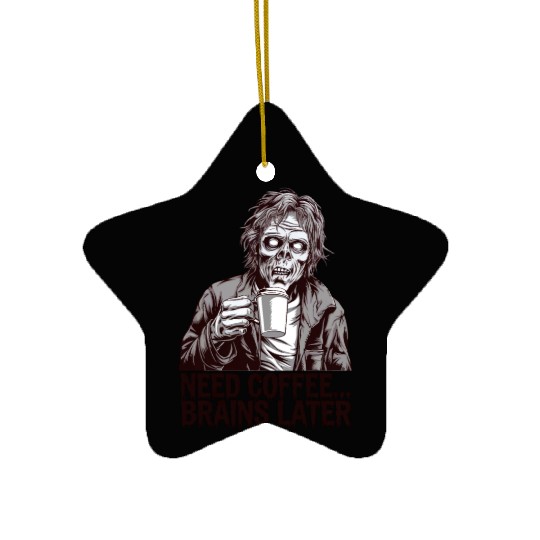 Zombie Coffee Run Ceramic Ornaments