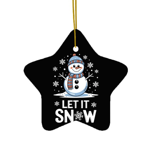 Let It Snow Snowman - Cute Winter Christmas 2024 Ceramic Ornaments