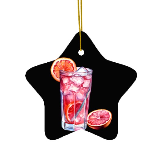 Grapefruit Citrus Cocktail Ceramic Ornaments