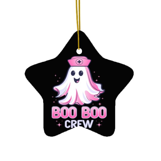 Boo Boo Crew Nurse Pink Ghost Halloween Costume Ceramic Ornaments