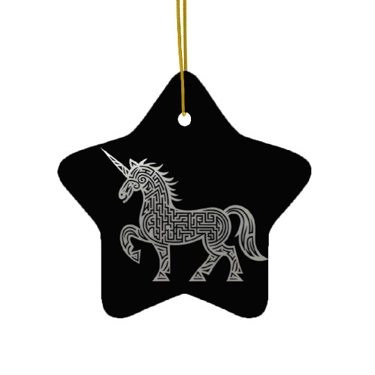 Celtic Unicorn Line Art Tattoo Ceramic Ornaments