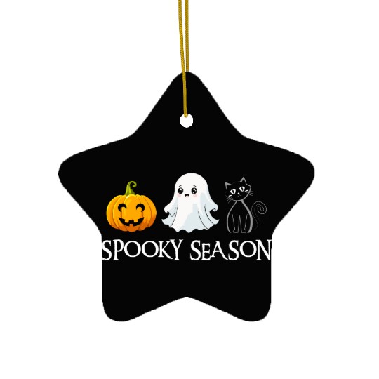 Spooky Season Halloween Pumpkin Cute Cat Paw Ghost Ceramic Ornaments
