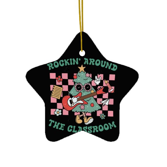 Rockin' Around The Classroom Funny Xmas Tree Ceramic Ornaments