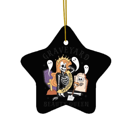 Graveyard Beauty Queen: Spooky & Funny Halloween Ceramic Ornaments