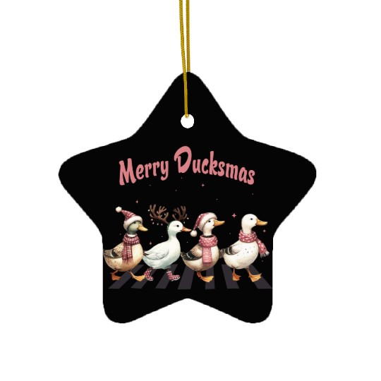 Merry Ducksmas Cute Ducks Farm Animals Christmas Ceramic Ornaments