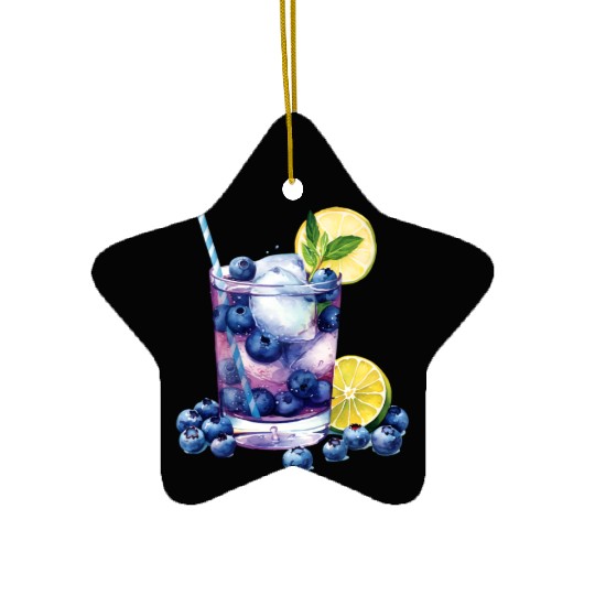 Blueberry Lemon Cocktail Ceramic Ornaments