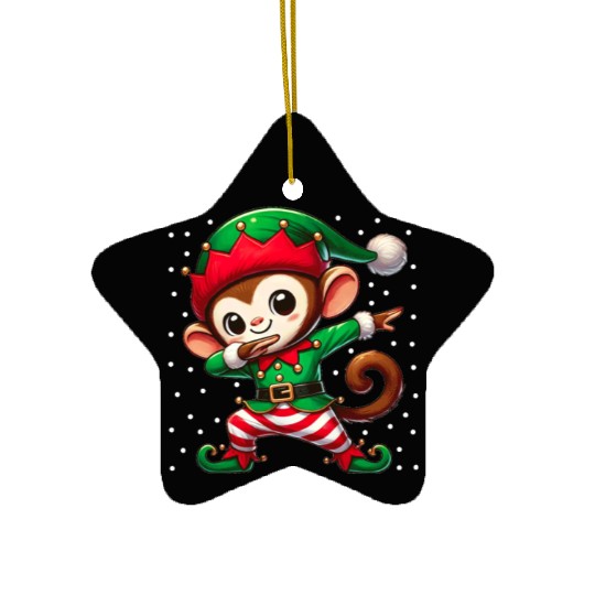 Christmas Monkey Elf Funny Monkey Lover Ape Ceramic Ornaments