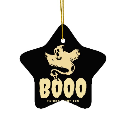 BOOO Fright Night Fun Ghost Halloween Ceramic Ornaments