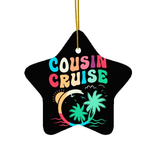 Palm Tree Summer Beach Trip Cousin Cruise Squad Ceramic Ornaments