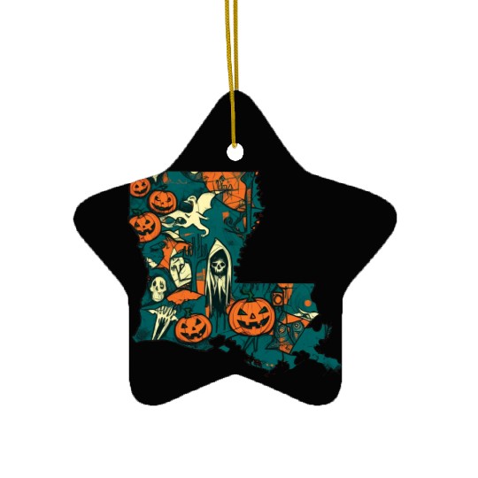 Louisiana USA Halloween Ceramic Ornaments