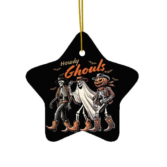 Skeleton Cowboys: Trick or Treat of Halloween Ceramic Ornaments