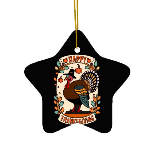 Pilgrim Turkey - Thanksgiving Celebration Art Ceramic Ornaments