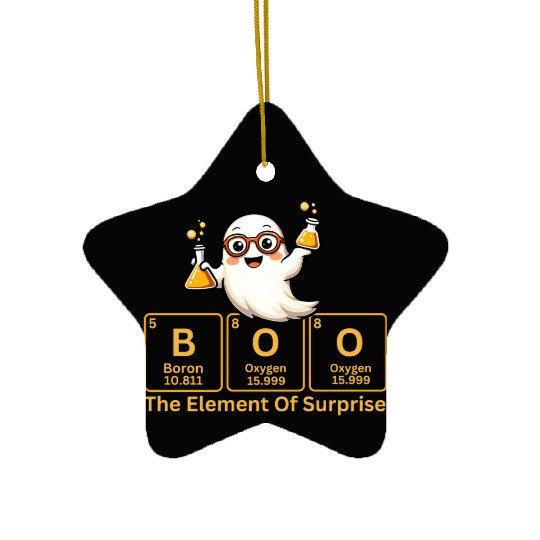 Boo - The Element of Surprise Chemistry Ghost Ceramic Ornaments