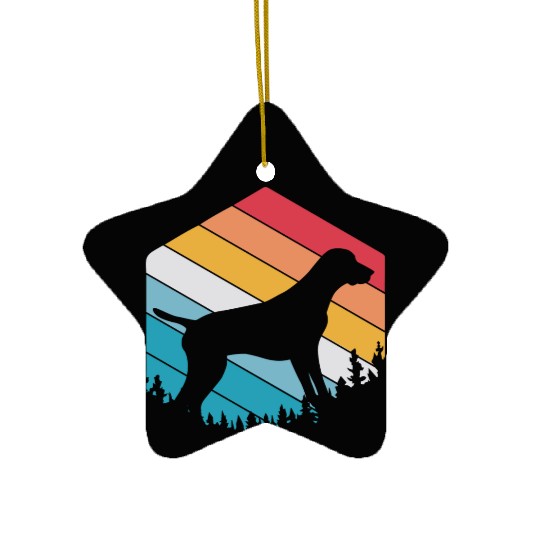 Retro Dog Silhouette German Shorthaired Pointer Ceramic Ornaments