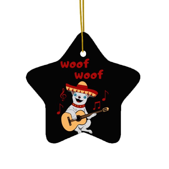 Funny Chihuahua Playing a Guitar Ceramic Ornaments