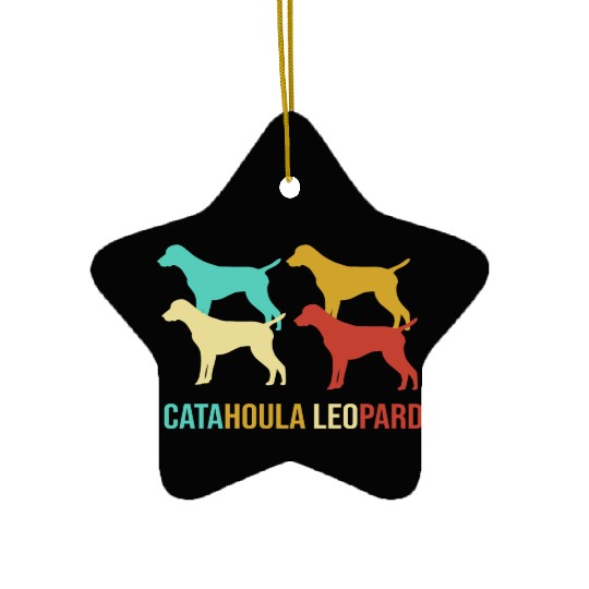 Retro Dog Silhouette Vintage Catahoula Leopard Dog Ceramic Ornaments