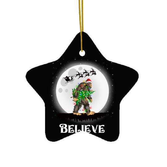 Bigfoot Christmas Tree Lights Believe Sasquatch Ceramic Ornaments