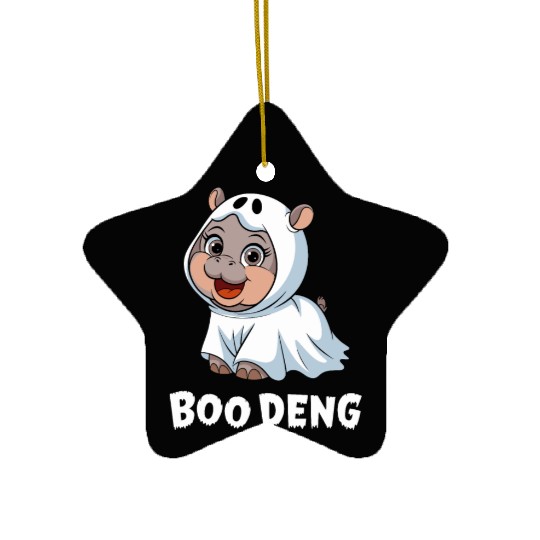 Boo Deng Hippo Ghost Costume Fun Ceramic Ornaments