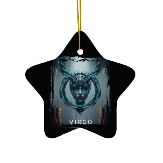 Zodiac sign Virgo in cyberpunk era Future Ceramic Ornaments