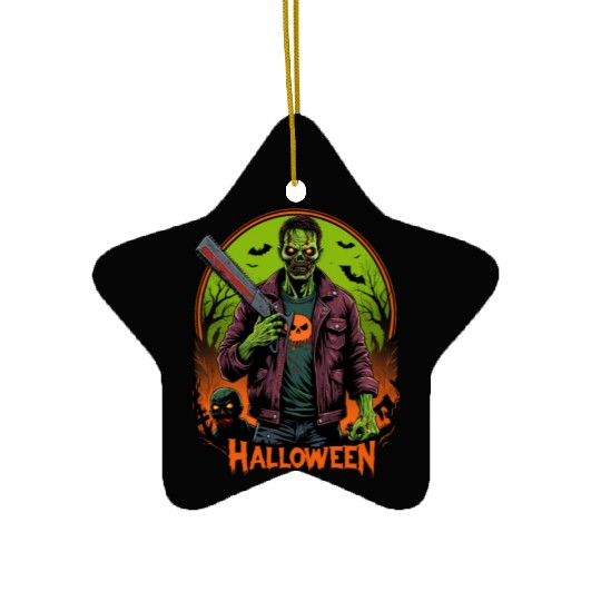Undead Nightmare: Zombie Halloween Graphic Ceramic Ornaments