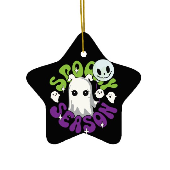 Halloween Ghosts Spooky Season Ceramic Ornaments