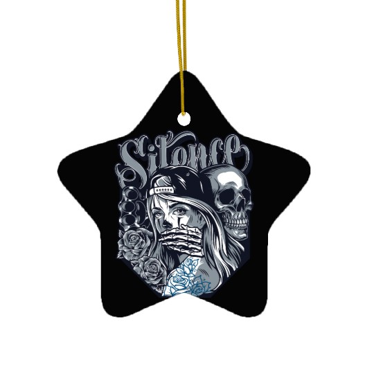 silence Chicano Vintage Design Ceramic Ornaments