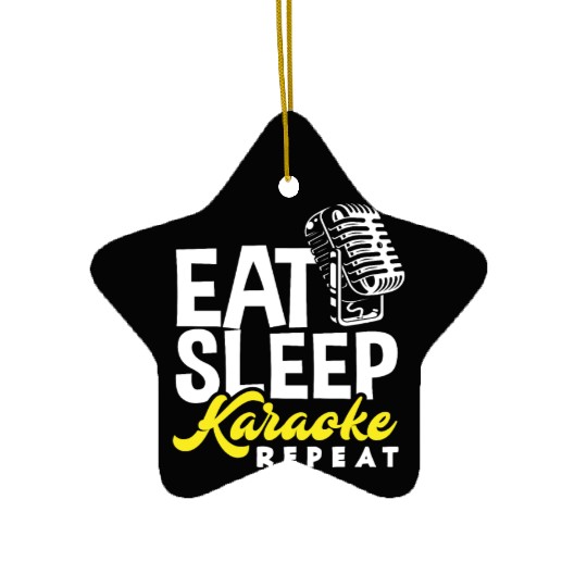 Eat Sleep Karaoke Repeat Microphone Music Ceramic Ornaments