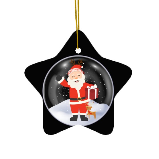 Santa’s Joy: Christmas Snow Globe Ceramic Ornaments