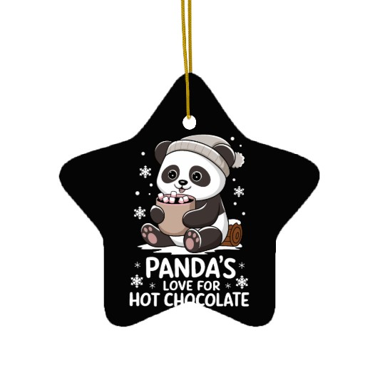 Panda's Love For Hot Chocolate Winter Vibes Ceramic Ornaments