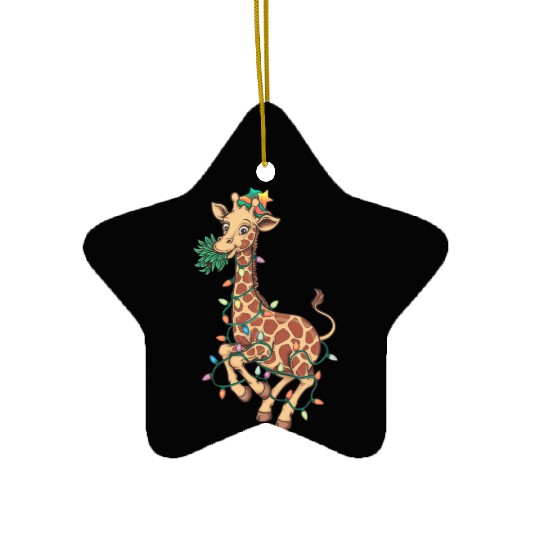Funny Christmas Tree Giraffe Lover Gift Love Giraf Ceramic Ornaments