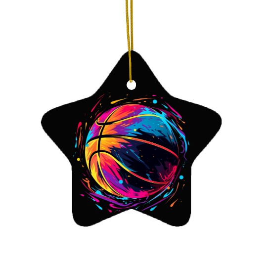 Retro Basketball Synthwave Ceramic Ornaments