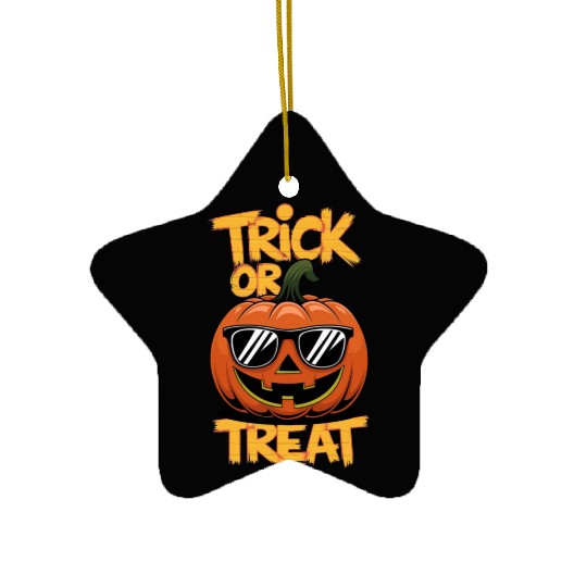 Trick or Treat Halloween Pumpkin Ceramic Ornaments