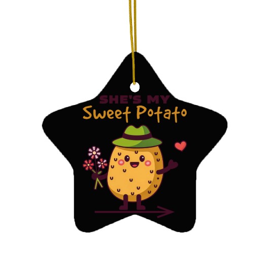 She's My Sweet Potato Funny Matching Couples Ceramic Ornaments