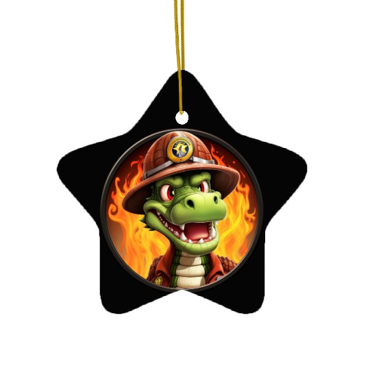Crocodile Firefighter Ceramic Ornaments