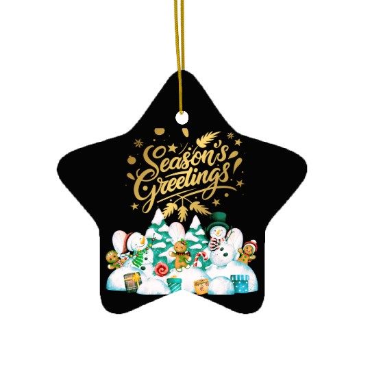 Seasons greetings with friends Ceramic Ornaments
