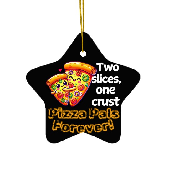 Cheesy Together: Two Slices, One Heart! Ceramic Ornaments