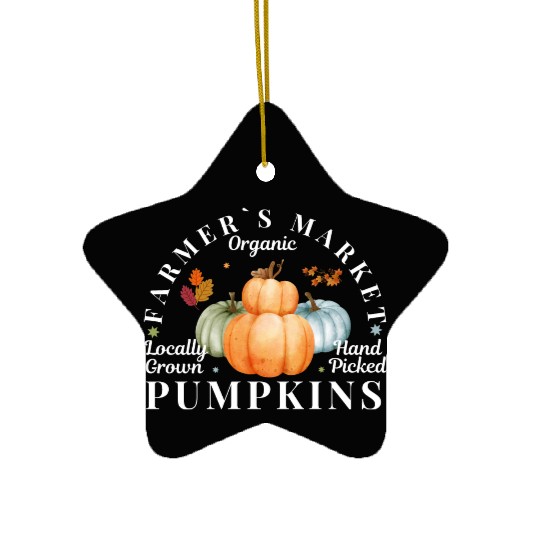 Farmers Market Organic Locally Grown Pumpkins Ceramic Ornaments