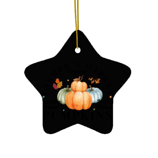 Farmers Market Organic Locally Grown Pumpkins Ceramic Ornaments