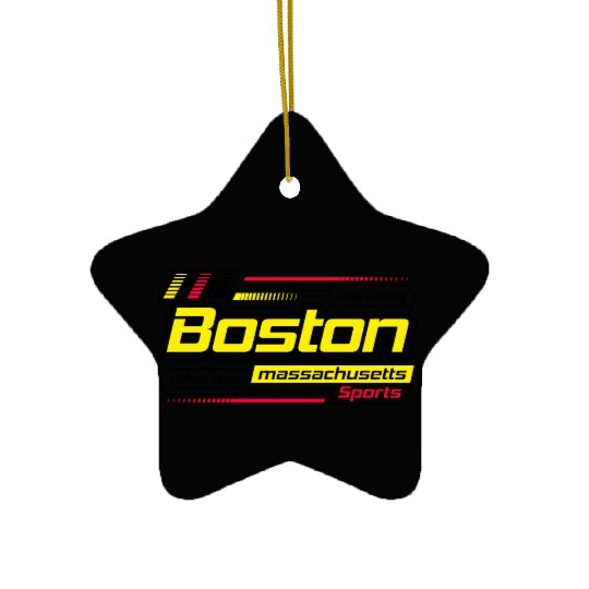 Boston Massachusetts Design Modern Sports Yellow Ceramic Ornaments