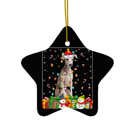 Italian Greyhound Dog Christmas Lights Ceramic Ornaments